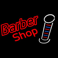 Double Stroke Red Barber Shop Neon Skilt