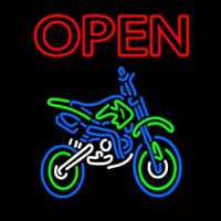 Double Stroke Red Open Bike Logo Neon Skilt