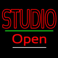 Double Stroke Red Studio With Open 3 Neon Skilt