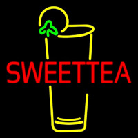 Double Stroke Sweet Tea With Glass Neon Skilt