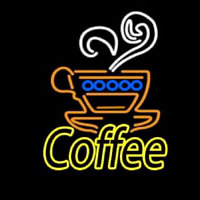 Double Stroke Yellow Coffee Neon Skilt