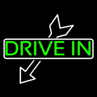 Drive In With Arrow Neon Skilt