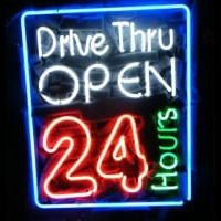 Drive Thru Open 24 Hours Noneon Sign Neon Skilt