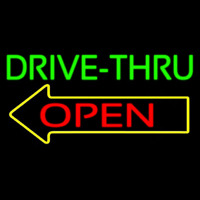 Drive Thru Open With Arrow Neon Skilt