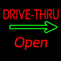 Drive Thru Open With Arrow Neon Skilt