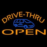 Drive Thru Open With Car Neon Skilt