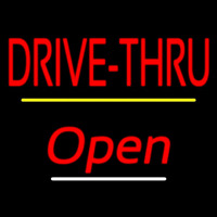 Drive Thru Open Yellow Line Neon Skilt