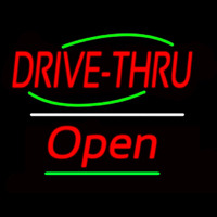 Drive Thru Open Yellow Line Neon Skilt