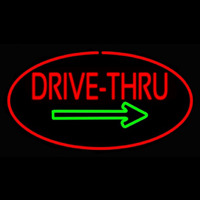 Drive Thru Oval Red Green Arrow Neon Skilt