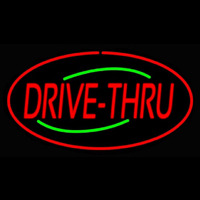 Drive Thru Oval Red Neon Skilt