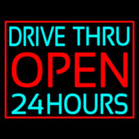 Drive Thru Red Open 24 Hours Neon Skilt