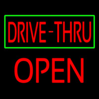 Drive Thru With Green Border Block Open Neon Skilt