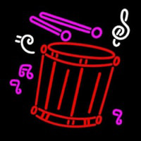 Drum With Musical Neon Skilt