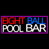 Eight Ball Pool Bar With Pink Border Neon Skilt