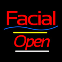 Facial Open Yellow Line Neon Skilt