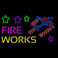 Fire Work Cartoon Logo 2 Neon Skilt