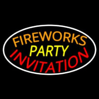 Fireworks Party Invitation In A Neon Skilt