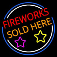 Fireworks Sold Here Circle Neon Skilt