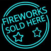 Fireworks Sold Here Circle Neon Skilt