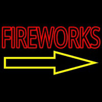 Fireworks With Arrow Neon Skilt