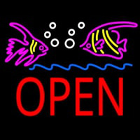 Fish Logo Block Open Neon Skilt
