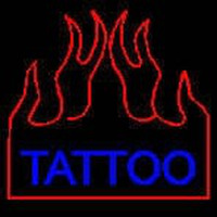 Flaming Tattoo Neon Skilt