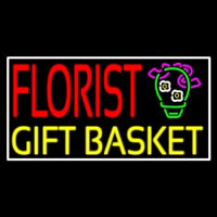 Florist Gifts Baskets White Border Neon Skilt