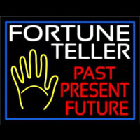 Fortune Teller Past Present Future Blue Border Neon Skilt