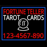 Fortune Teller Tarot Cards With Phone Number Blue Border Neon Skilt