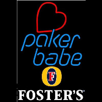 Fosters Poker Girl Heart Babe Beer Sign Neon Skilt