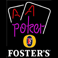 Fosters Purple Lettering Red Aces White Cards Beer Sign Neon Skilt