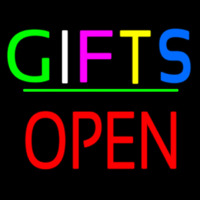 Gifts Block Open Green Line Neon Skilt