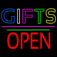 Gifts Block Open Pink Line Neon Skilt
