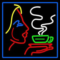 Girl Logo With Hot Coffee Neon Skilt