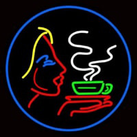 Girl Logo With Hot Coffee Neon Skilt
