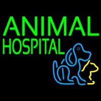 Green Animal Hospital Dog Logo Neon Skilt