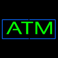 Green Atm Blue Border Neon Skilt