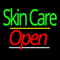 Green Block Skin Care Yellow Line Open Neon Skilt