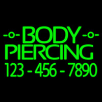 Green Body Piercing With Phone Number Neon Skilt
