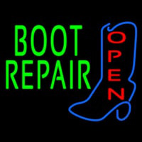 Green Boot Repair With Logo Open Neon Skilt