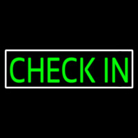 Green Check In Neon Skilt