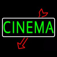 Green Cinema Here Neon Skilt