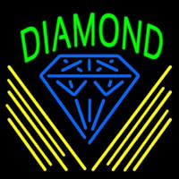 Green Diamond Yellow Line Neon Skilt