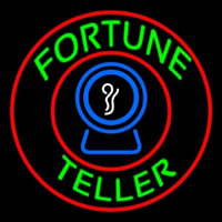 Green Fortune Teller With Logo Neon Skilt