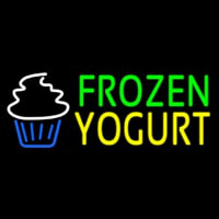 Green Frozen Yogurt Yellow Logo Neon Skilt