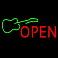 Green Guitar Open Neon Skilt