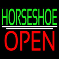 Green Horseshoe Open Neon Skilt