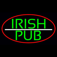 Green Irish Pub Oval With Red Border Neon Skilt