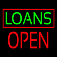 Green Loans Red Border Block Open Neon Skilt