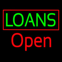 Green Loans Red Border Open Neon Skilt